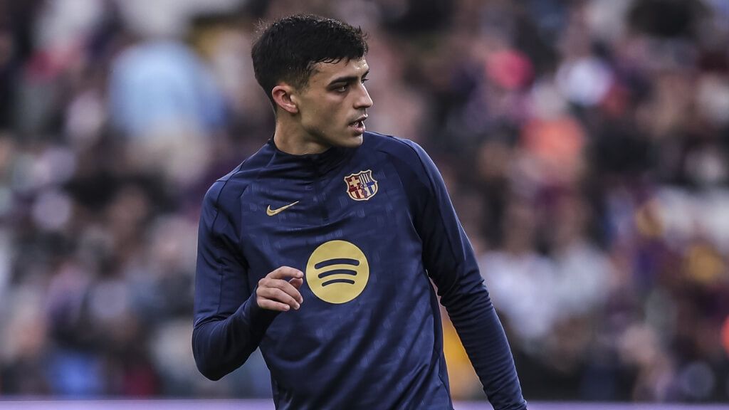  Pedri González en el calentamiento antes del derbi