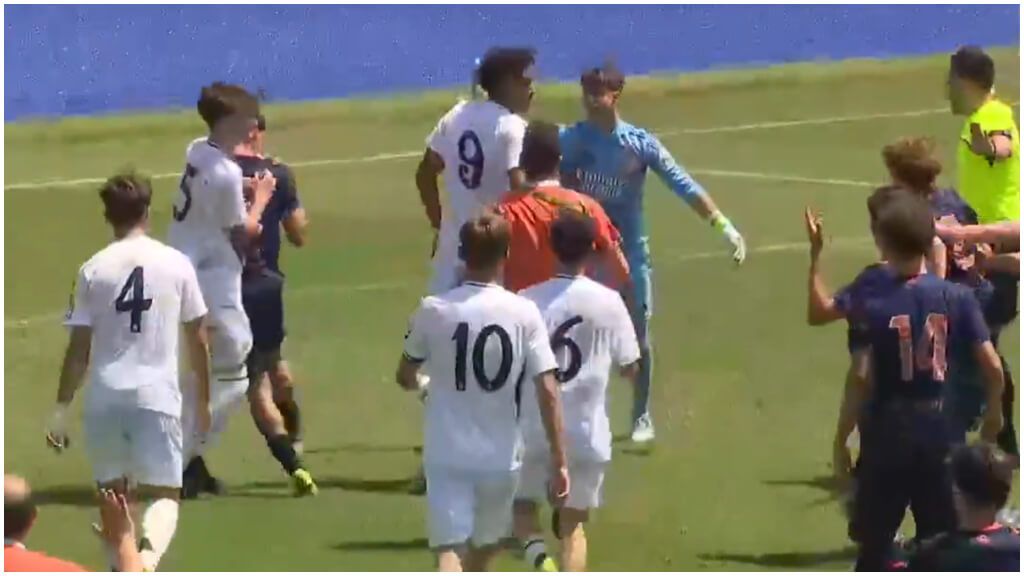 Imágenes de la pelea entre cadetes del Real Madrid y el Celta de Vigo.