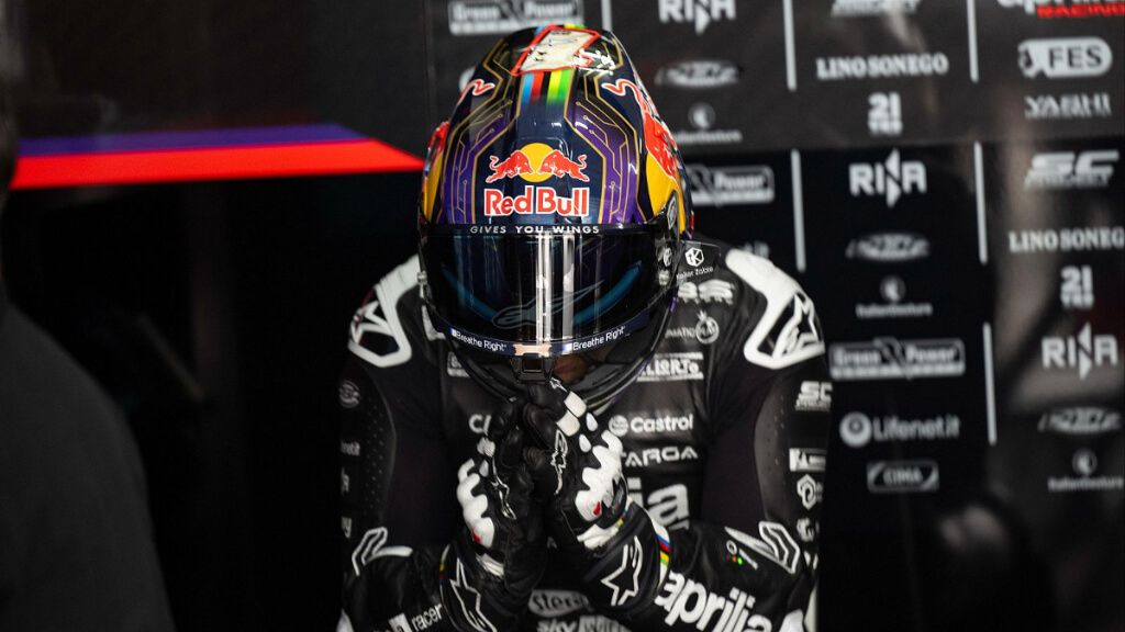 Jorge Martín, durante los test de pretemporada con Aprilia.