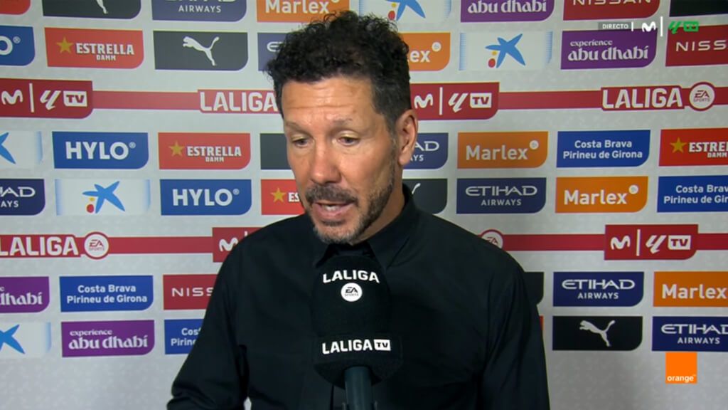 Diego Simeone, tras el Girona-Atlético de Madrid (captura: Orange TV)