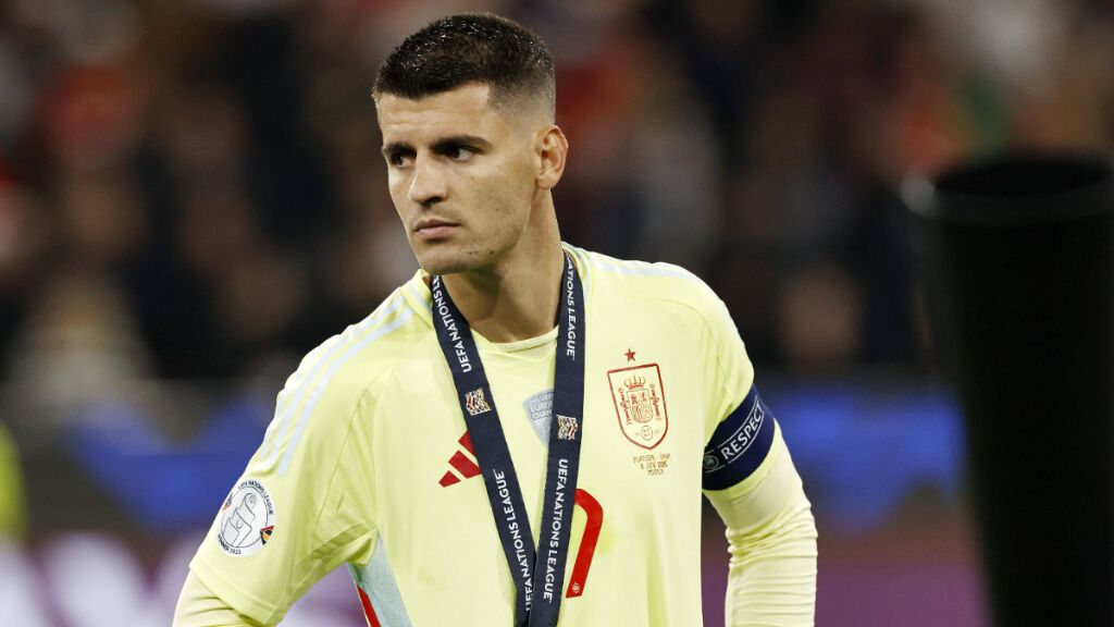 Álvaro Morata recibió el apoyo de Rafael Louzán tras el Portugal-España (foto: Cordon Press).