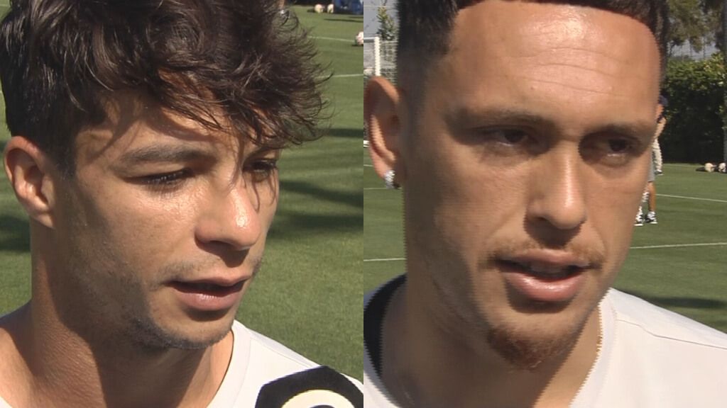  Lucas Ocampos y Óliver Torres atienden a los medios