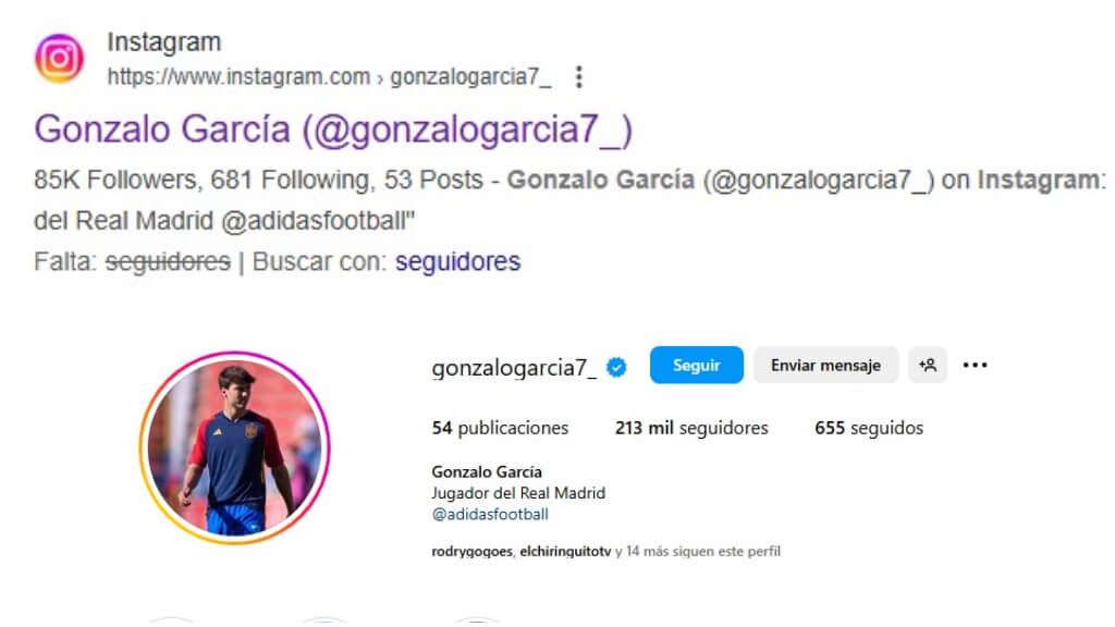 El aumento en redes sociales de Gonzalo.