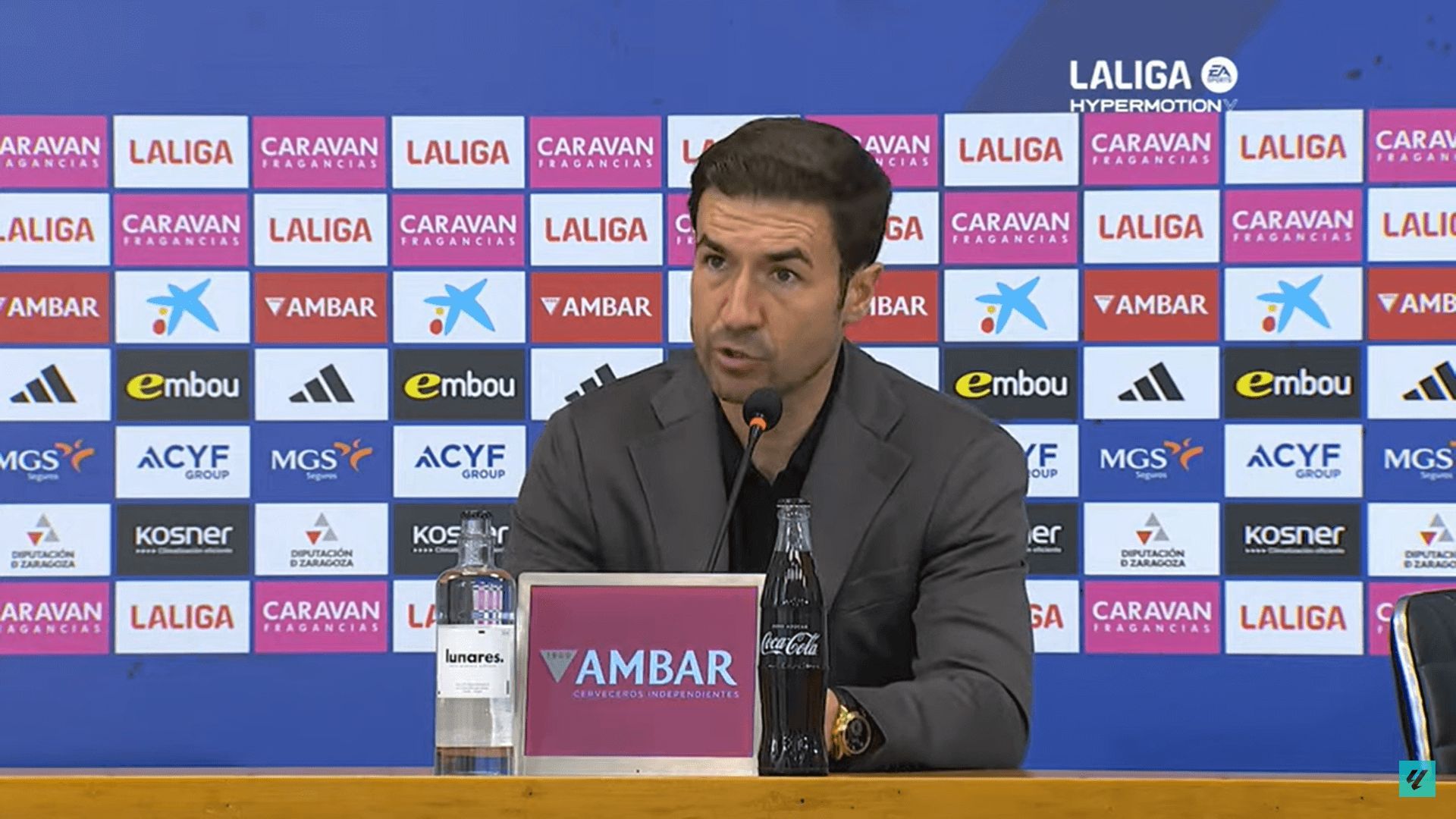 Gabi Fernández, en sala de prensa tras el Zaragoza-Deportivo.