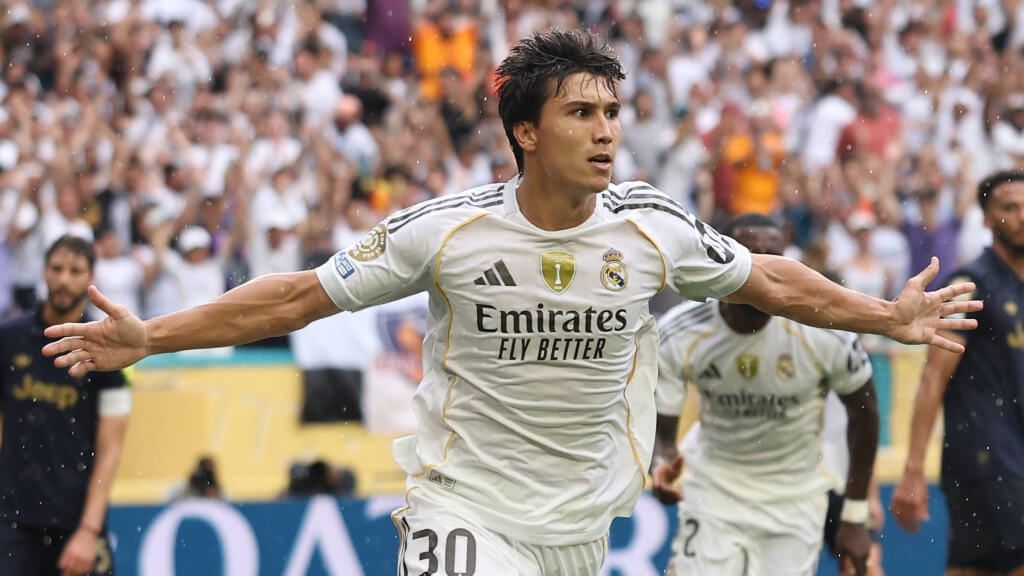Gonzalo García celebrando su gol con el Real Madrid (Fuente: Cordon Press)