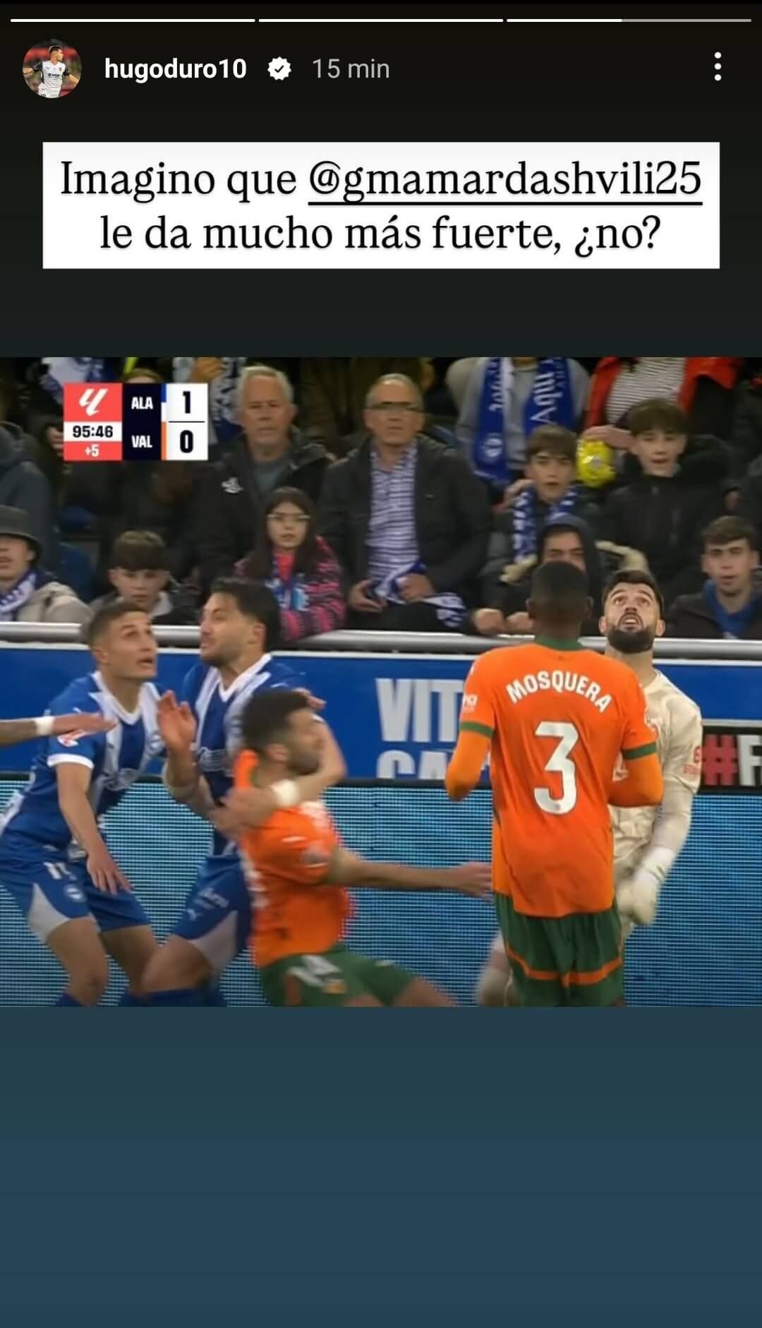  Hugo Duro pide penalti a Gil Manzano sobre Gayà