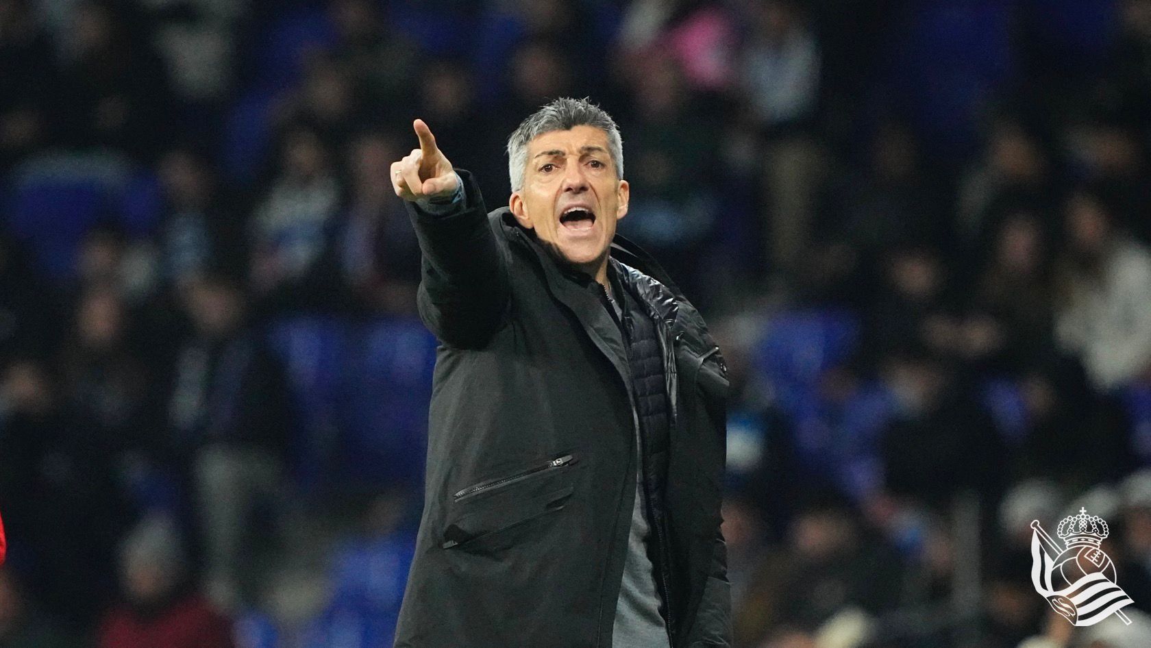 Imanol da instrucciones en el Espanyol-Real Sociedad.