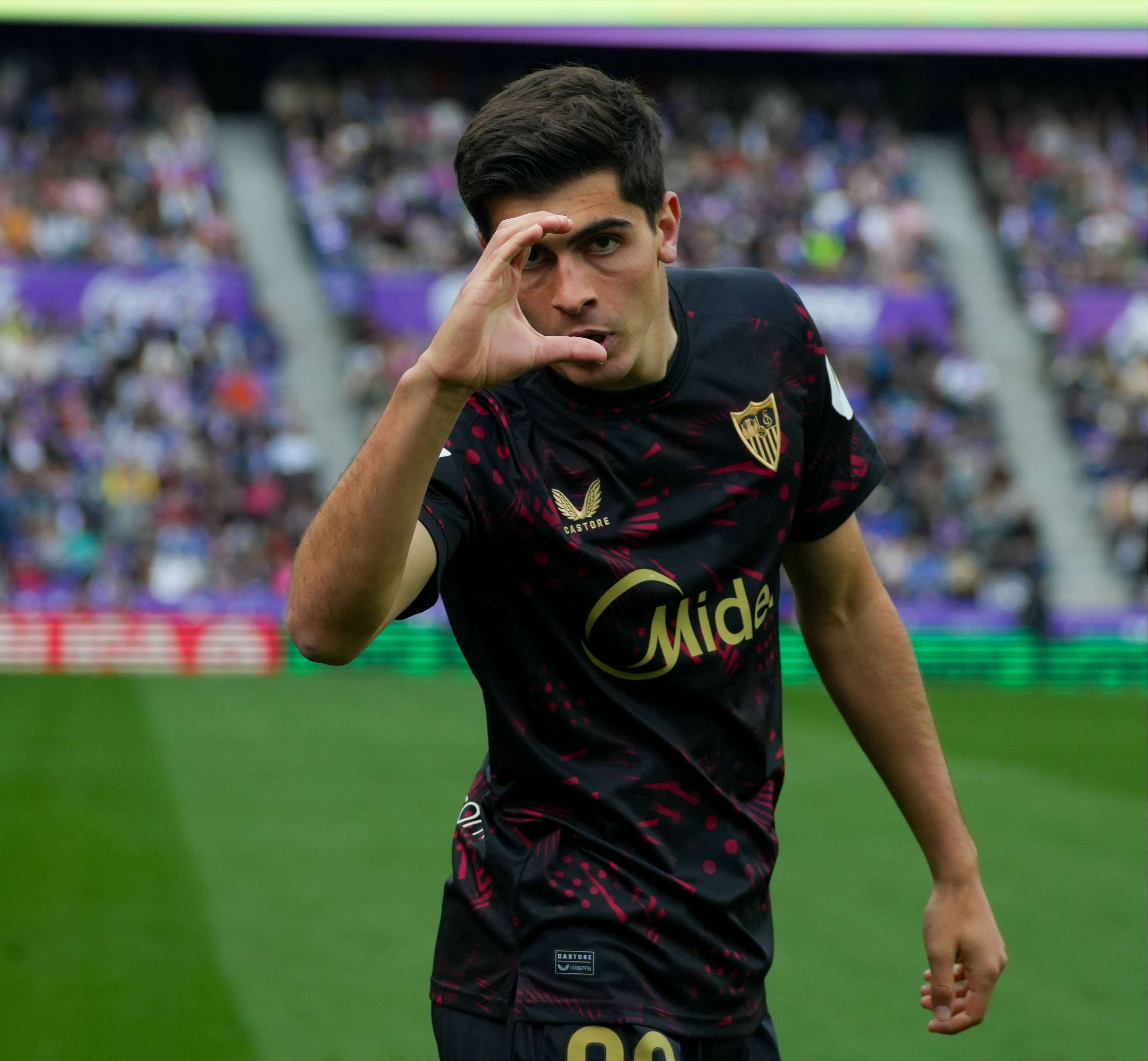 Celebración del tanto de Juanlu ante el Real Valladolid.