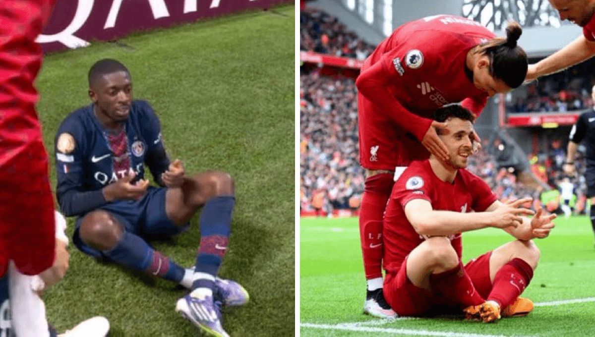 La celebración de Dembélé en el PSG-Bayern, idéntica a las celebraciones de Diogo Jota.