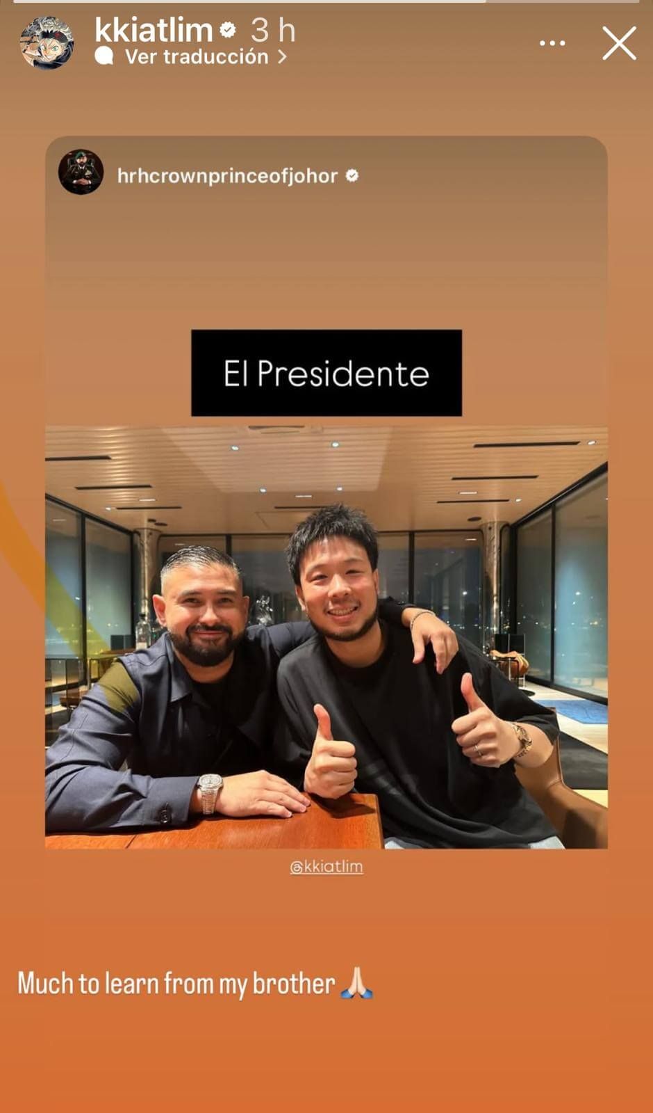 La respuesta de Kiat Lim al Príncipe de Johor