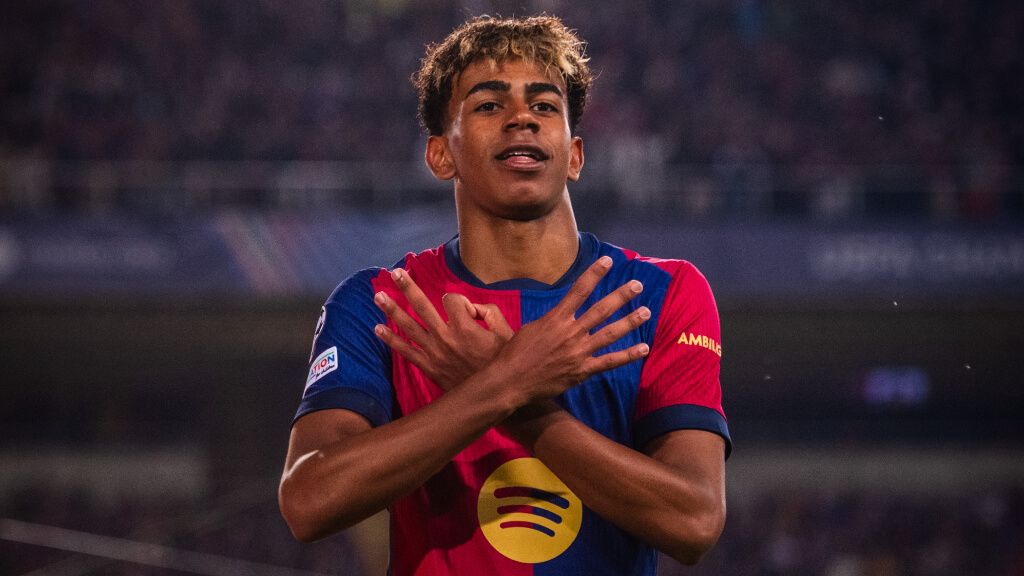 Lamine Yamal celebra su gol ante el Borussia Dortmund ('X' FCB)