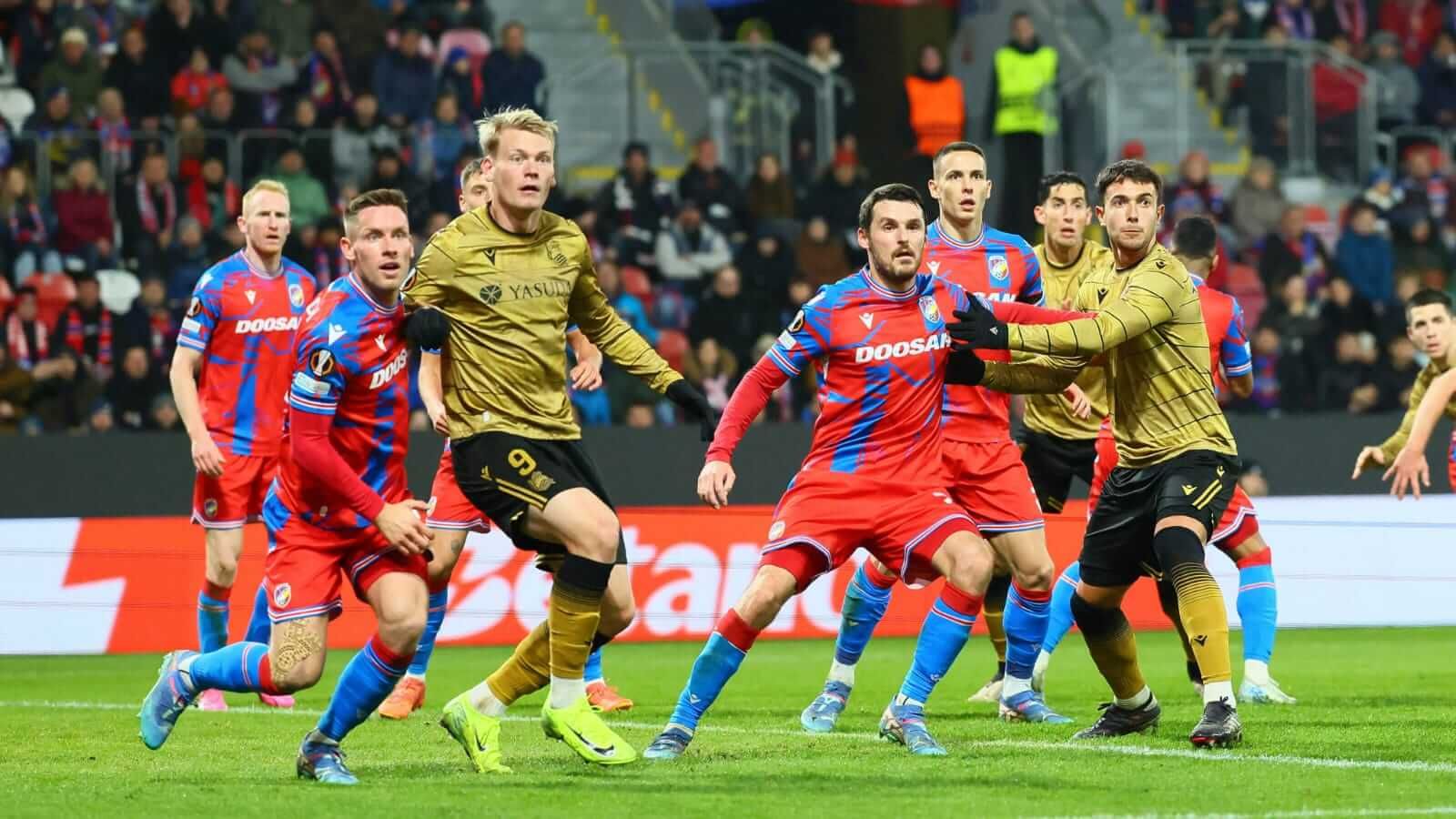  Lance del partido Viktoria Plzen-Real Sociedad de la UEFA Europa League.