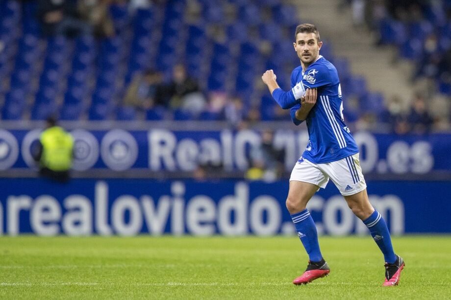 Lucas Ahijado, durante un partido del Real Oviedo.