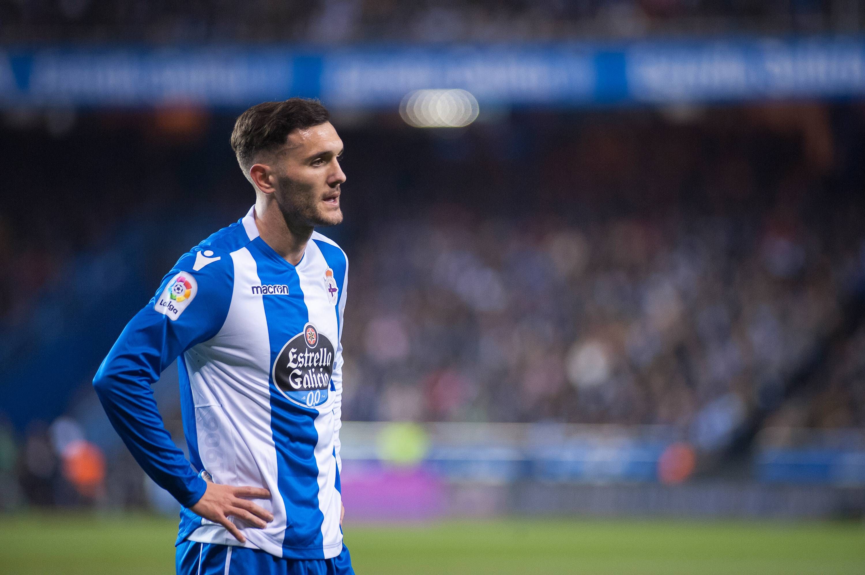  Lucas Pérez, durante un partido del Dépor de la temporada 2017/18.