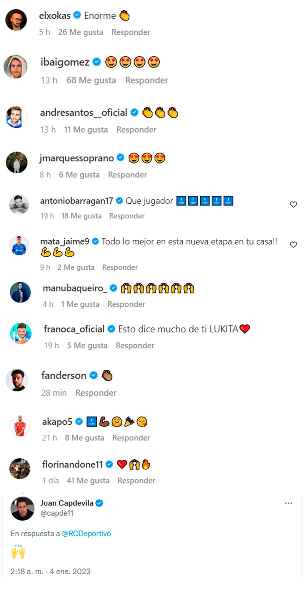  Distintas reacciones de famosos al primer día de Lucas Pérez