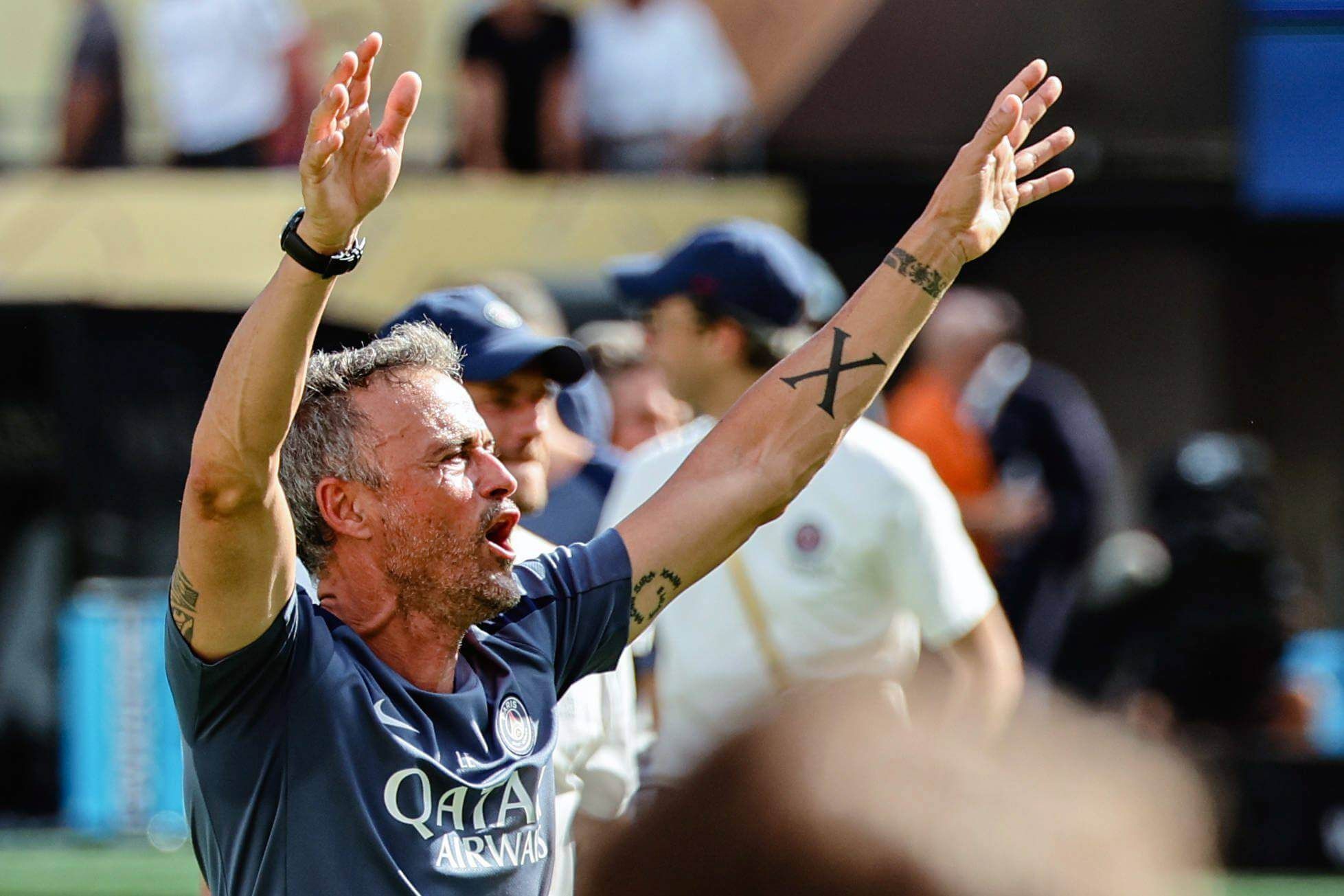 Luis Enrique celebra el triunfo del PSG ante el Real Madrid.