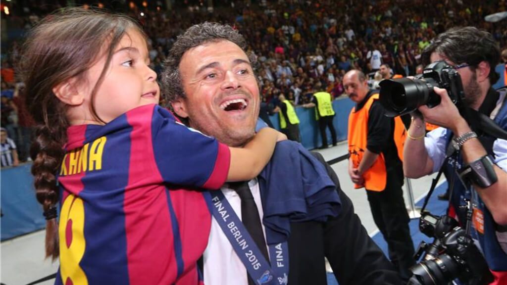 Luis Enrique y su hija Xana celebrando la Champions del Barça (Fuente: Cordon Press)