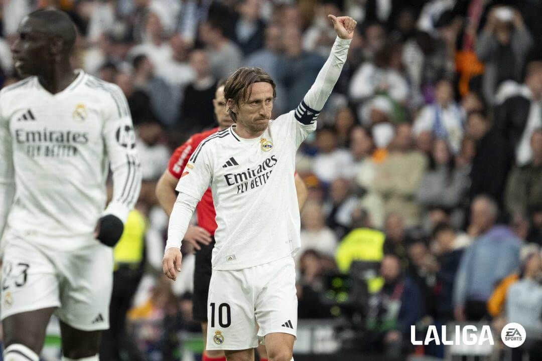 Luka Modric celebra un gol en el Real Madrid-Girona.