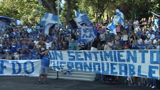 Manifestación de la afición del San Fernando.