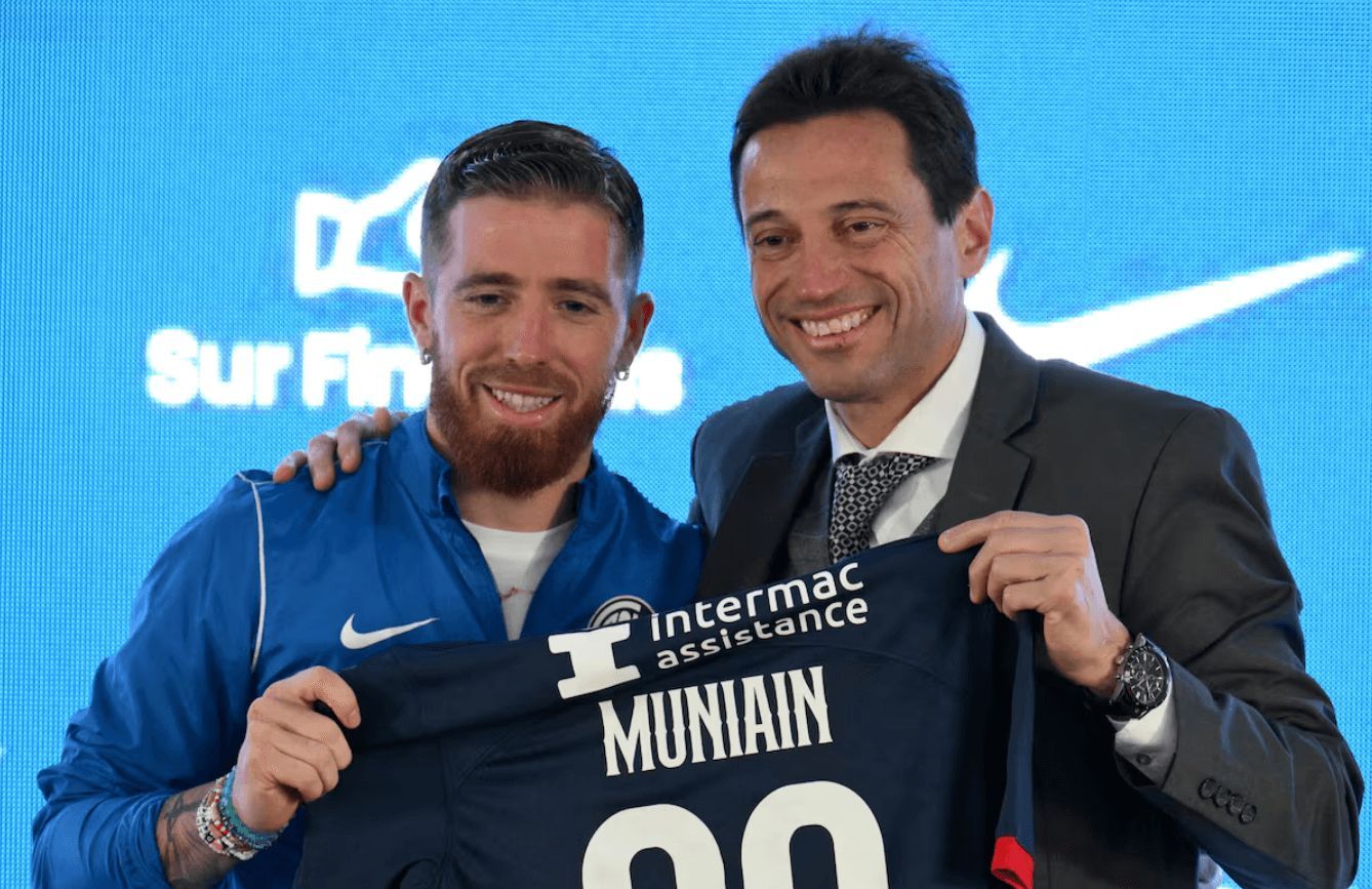 Iker Muniain y Marcelo Moretti, en la presentación del vasco.