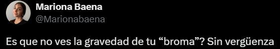  Mariona Baena, novia de Raúl Moro, responde a un tuit con una broma de muy mal gusto a su novio.