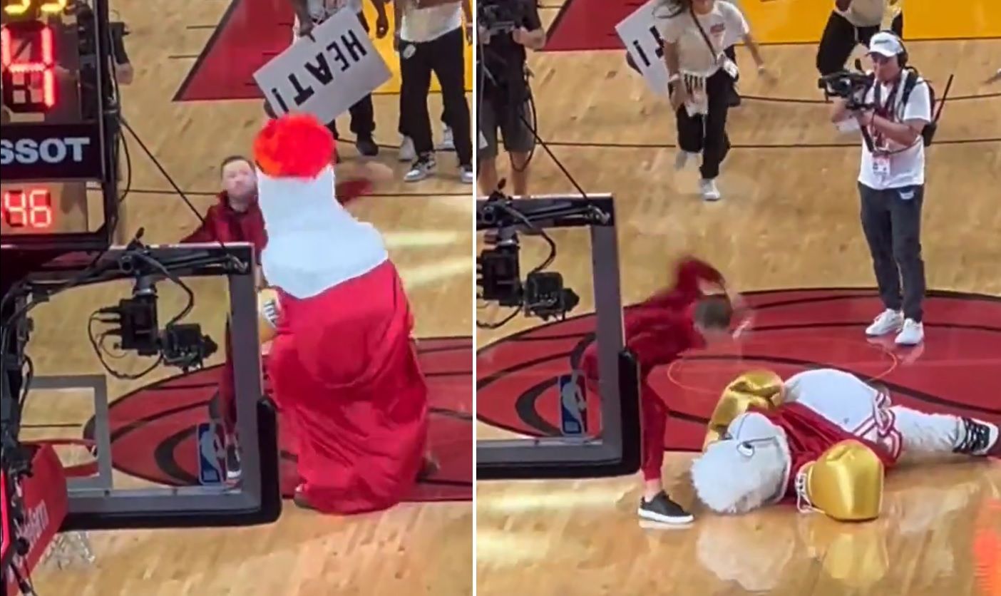  McGregor da dos puñetazos a la mascota de los Heat.