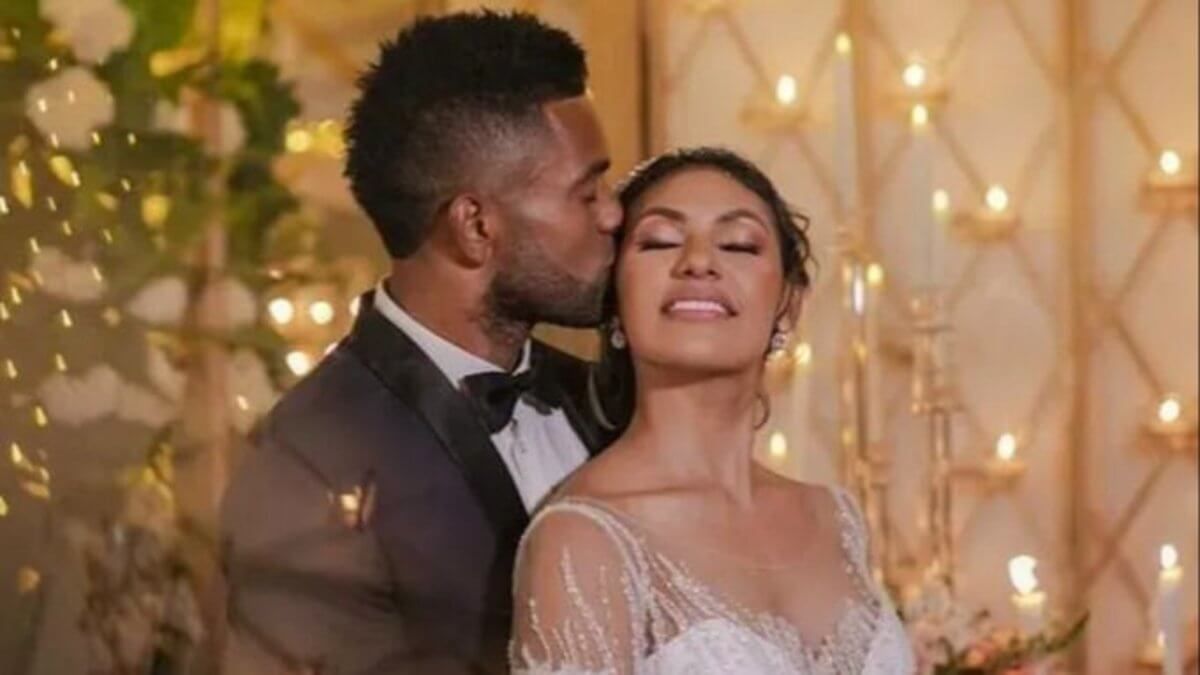 Miguel Borja y Linda Pérez, durante su boda.