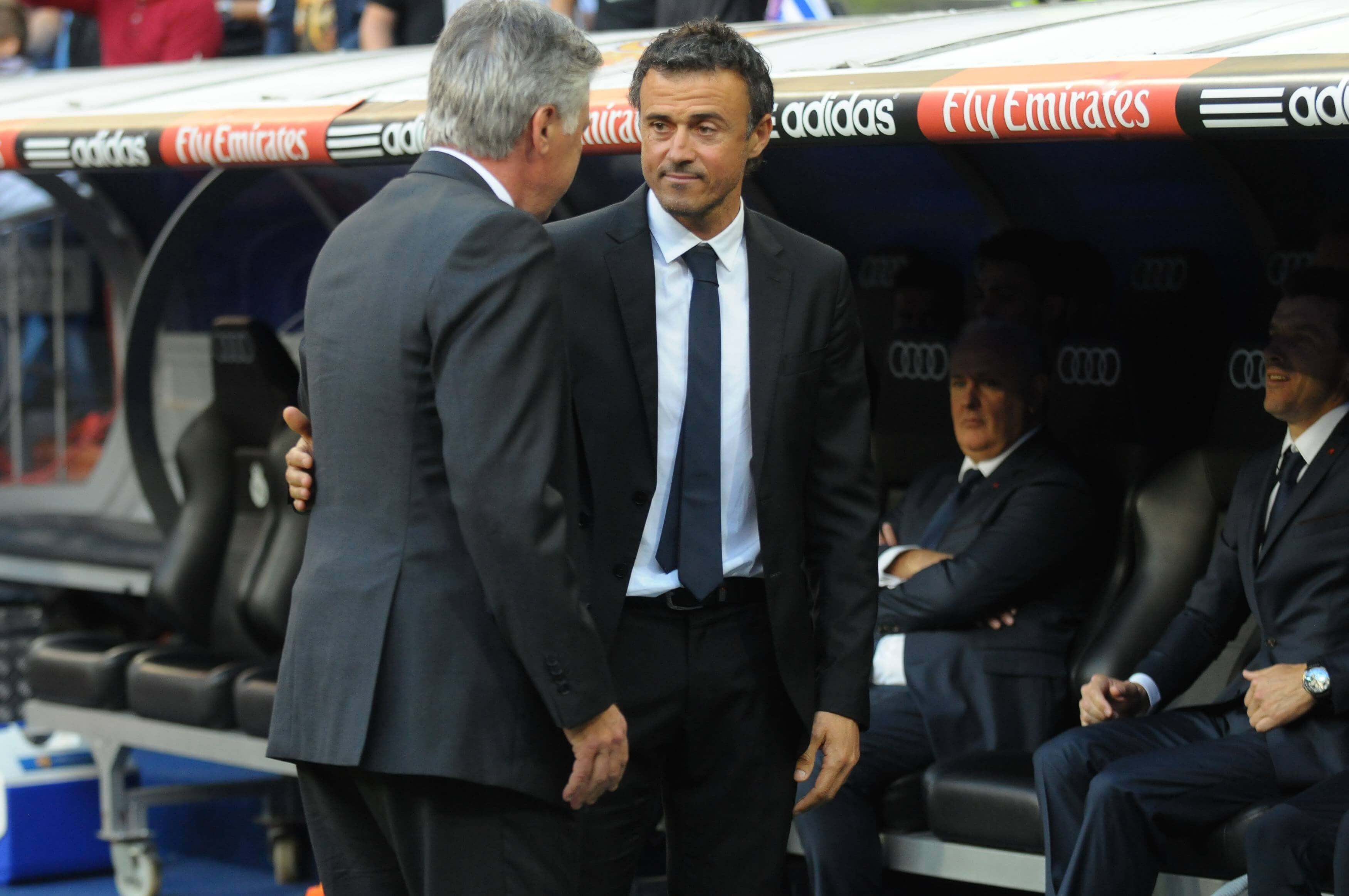  Carlo Ancelotti y Luis Enrique, en un partido entre Real Madrid y Barça en 2014 (Cordon Press)