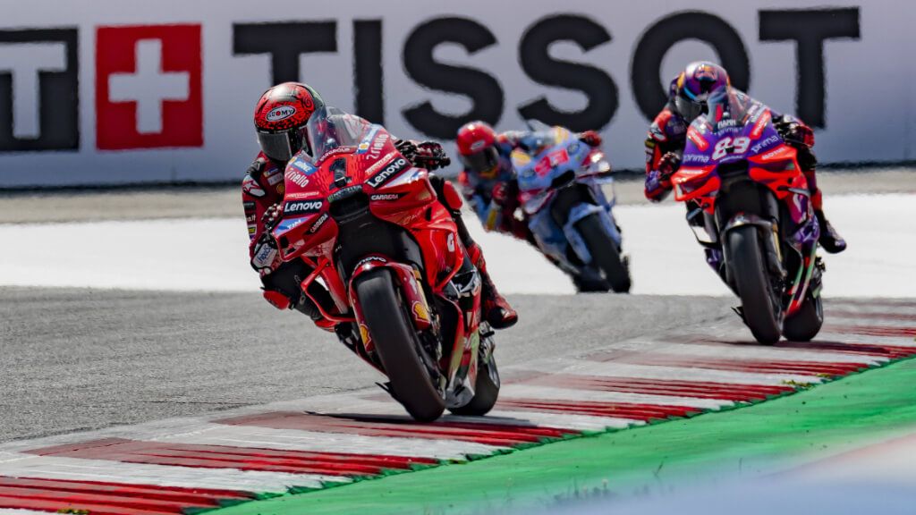  Pecco Bagnaia, Jorge Martín y Marc Márquez, en el Gran Premio de Austria.