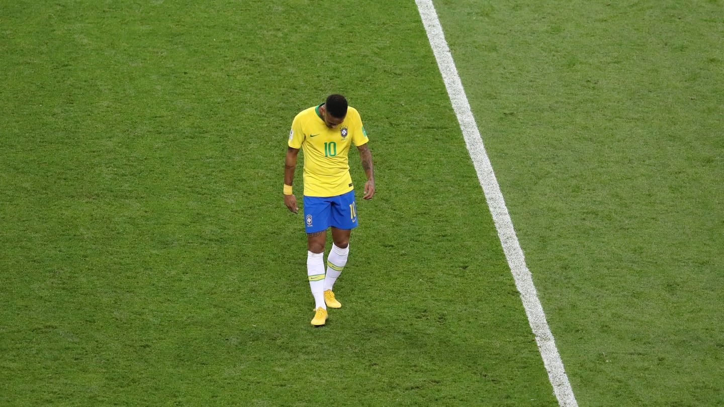  Neymar, tras la eliminación de Brasil en el Mundial 2018.