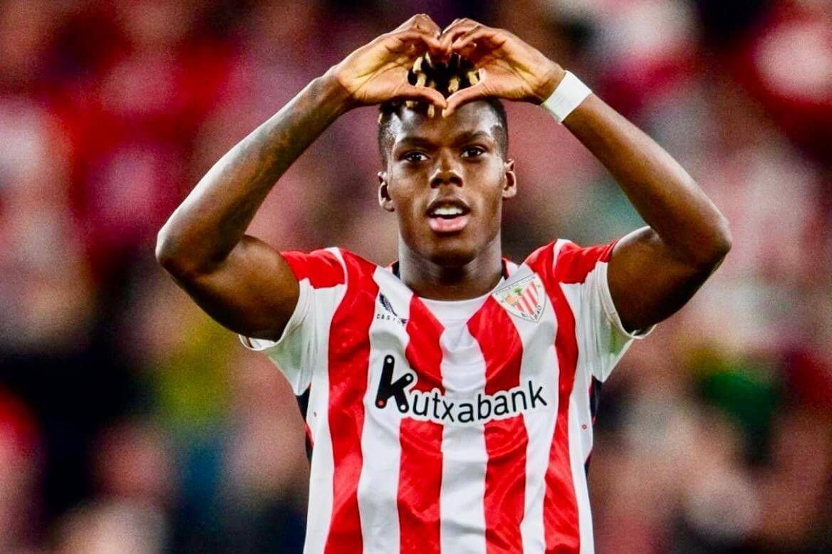  Nico Williams celebra su gol al RCD Mallorca en San Mamés.