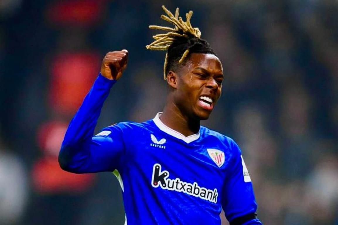  Gesto de Nico Williams, ante el Besiktas en Estambul.