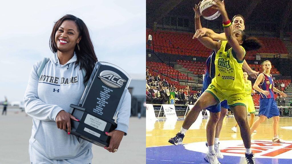  Niele Ivey cuando jugaba y con el trofeo de ACC de entrenadora (Fuente: RRSS)