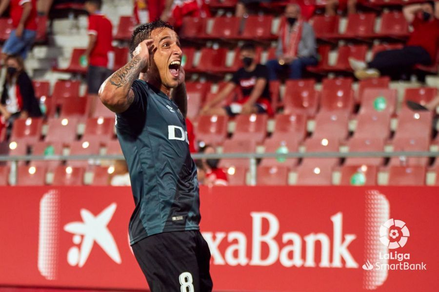 Óscar Trejo celebra su gol ante el Girona.