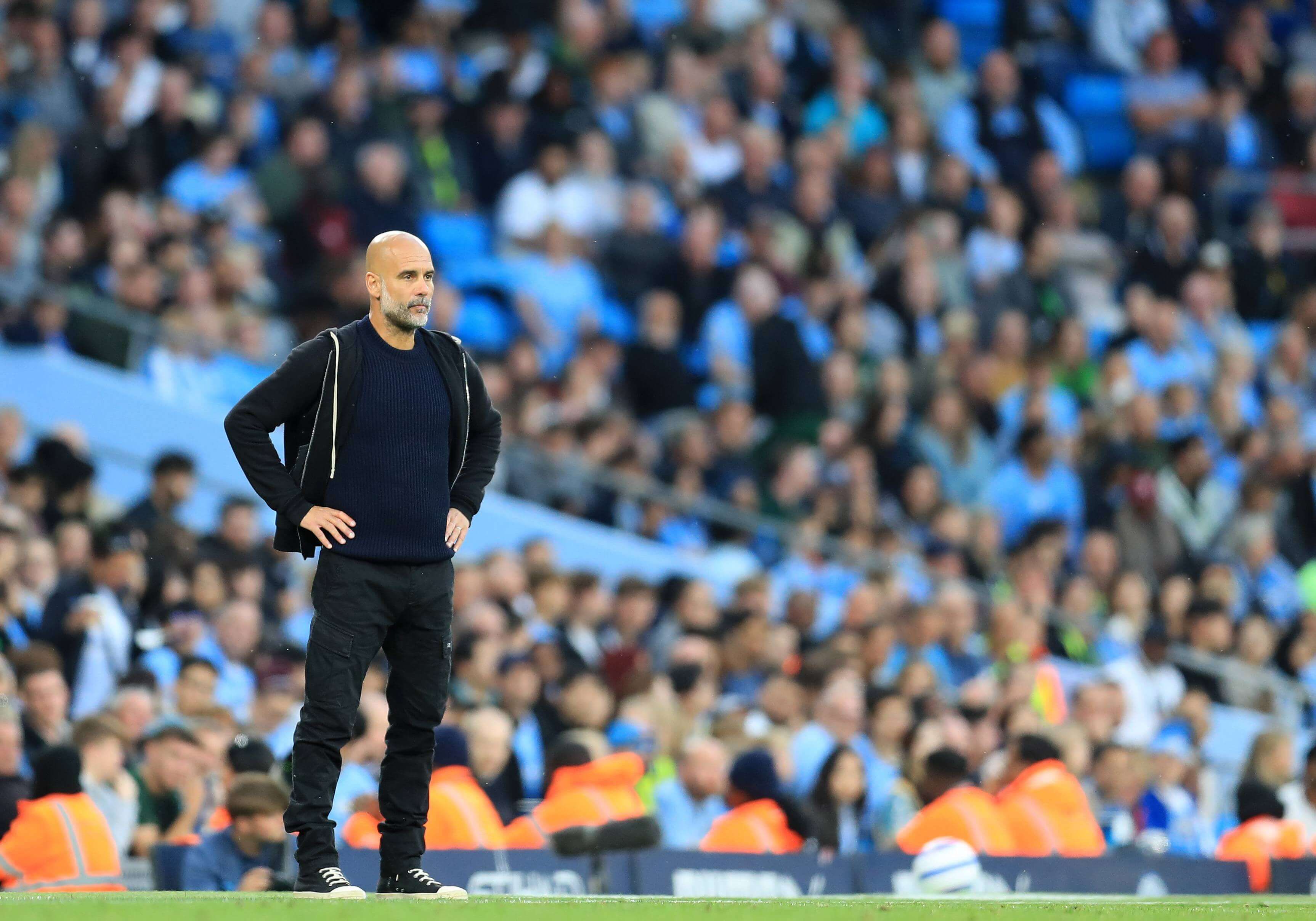  Pep Guardiola, en un partido del Manchester City.