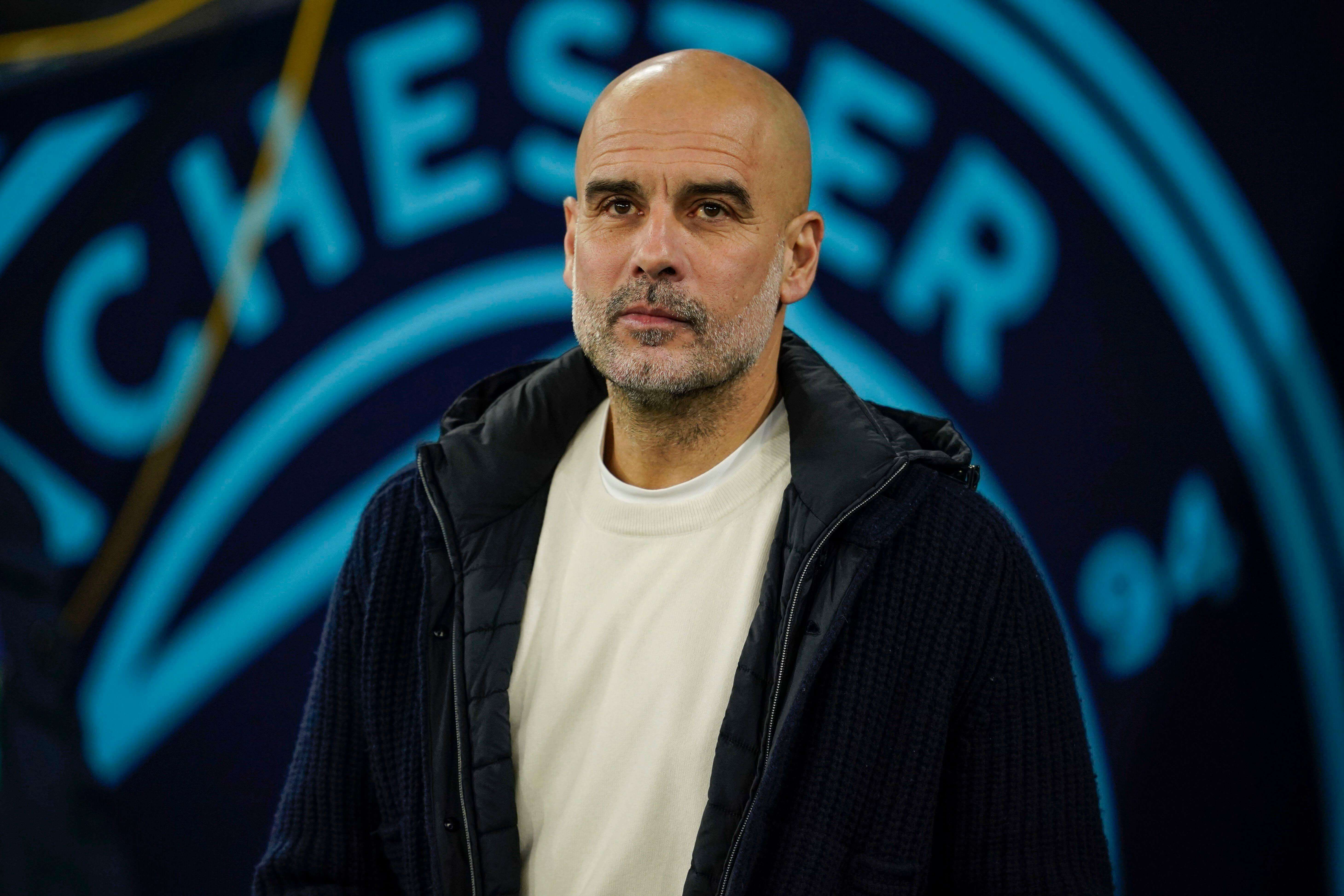 Pep Guardiola, en un partido del Manchester City.