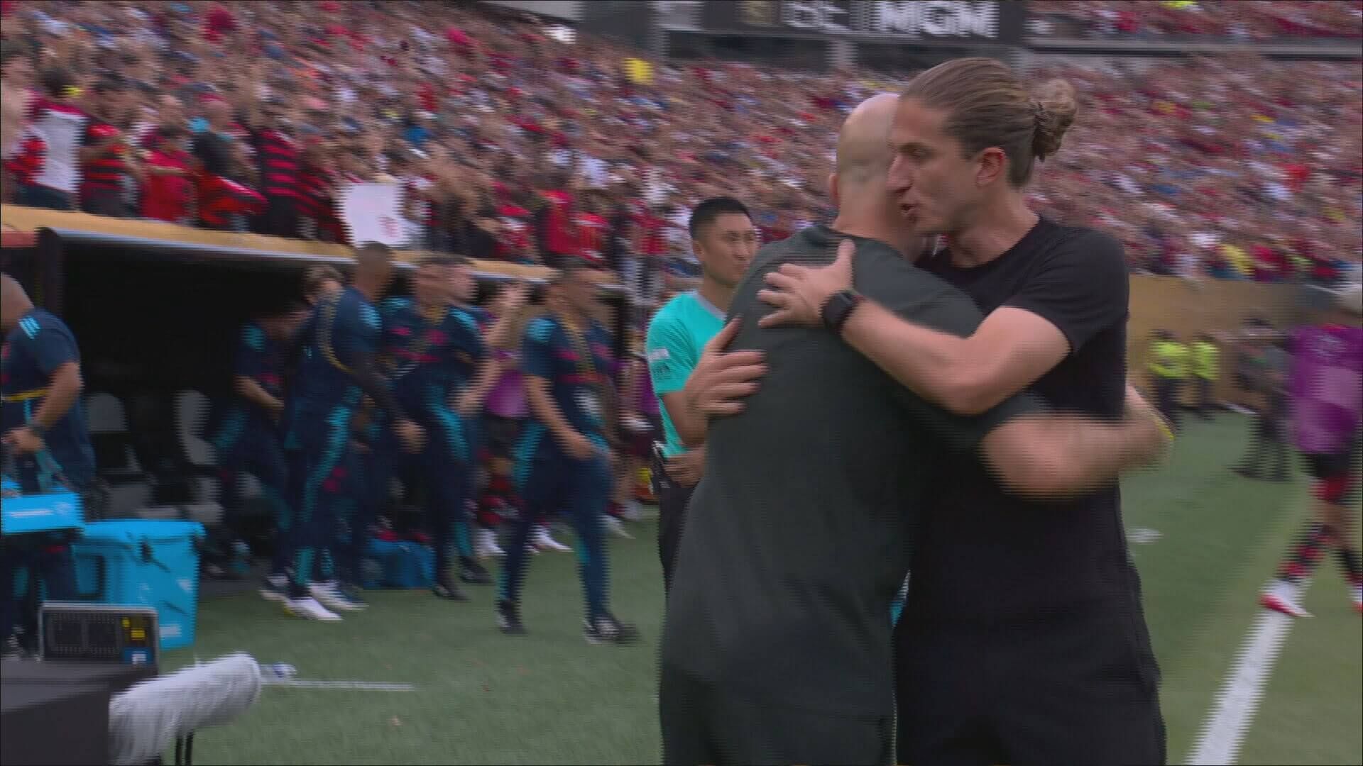 Filipe Luis y Enzo Maresca tras el Flamengo-Chelsea (Fuente: Cuatro)