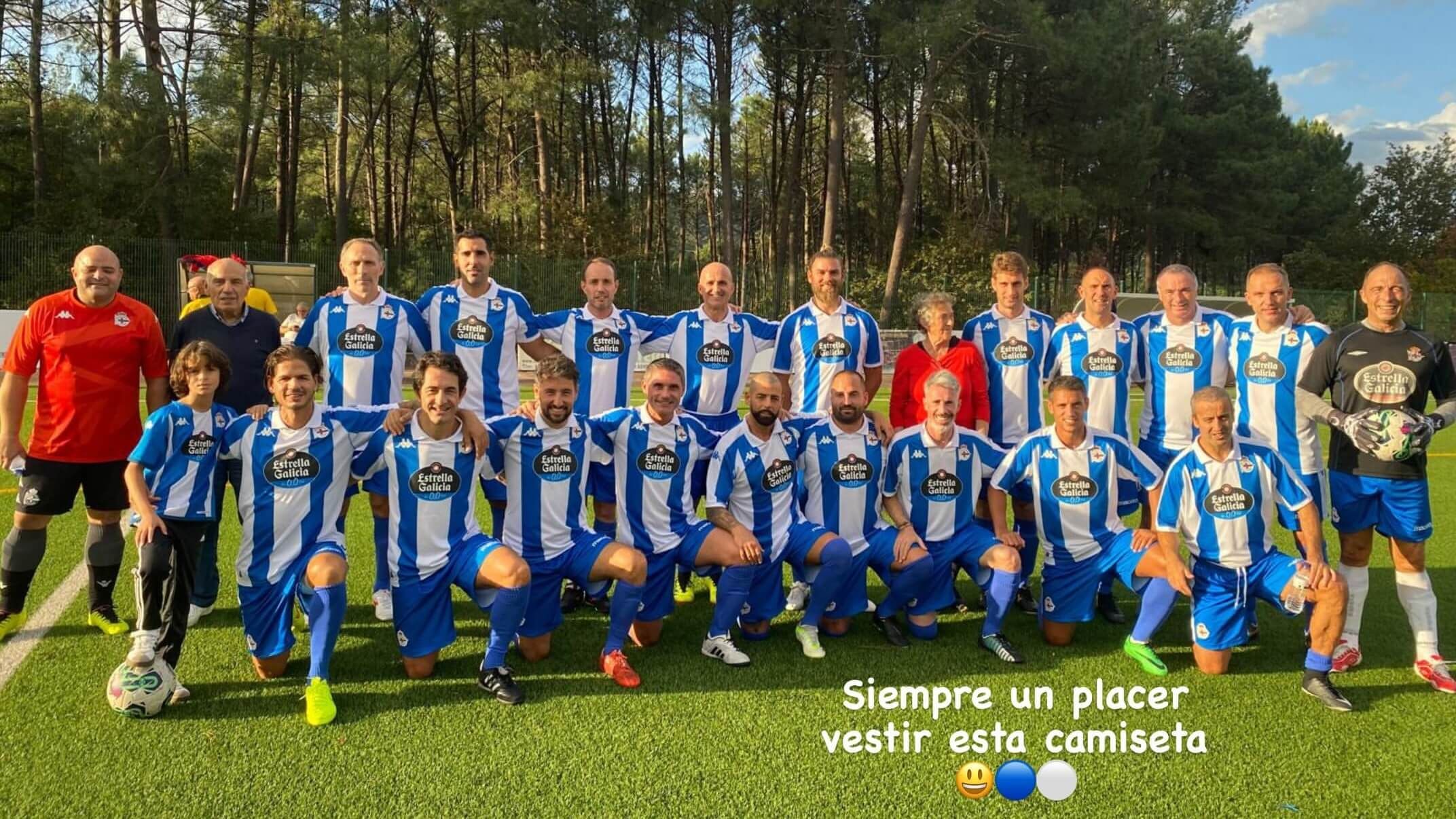  Luisinho, Salomao y Zé Castro con los veteranos del Dépor.