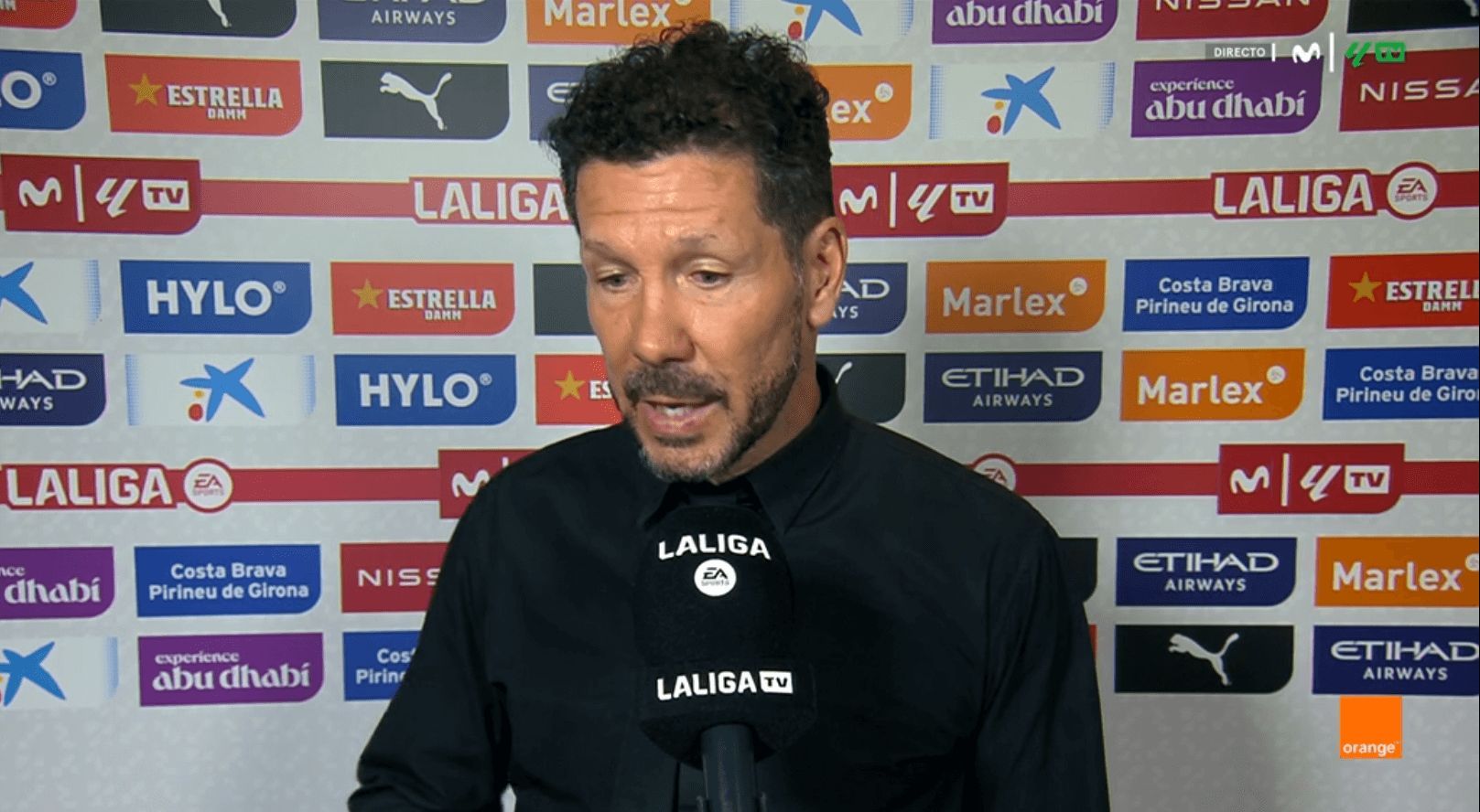 Diego Simeone, durante un postpartido de LALIGA.