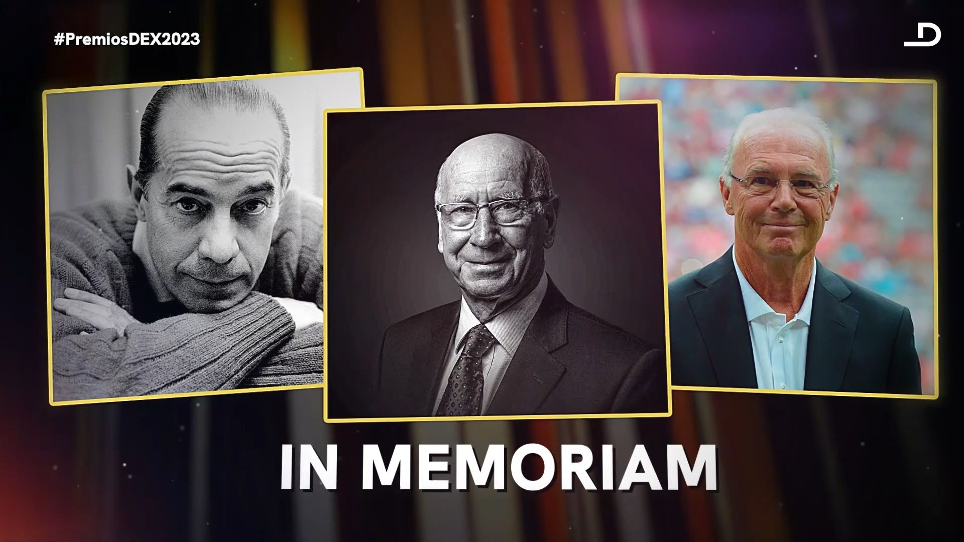  Luis Suárez, Bobby Charlton y Franz Beckenbauer, en los Premios DEX.