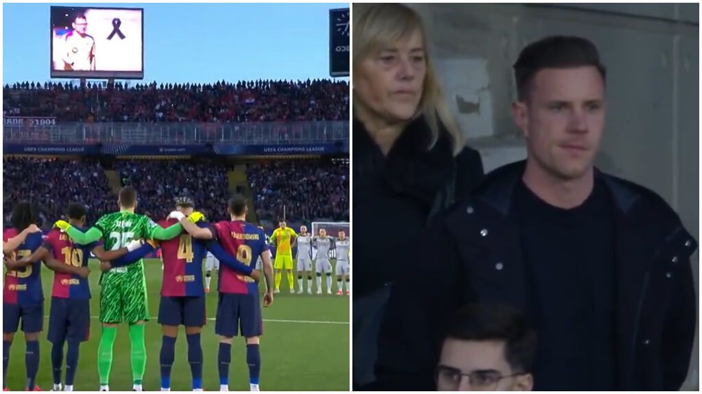  Minuto de silencio por Carles Miñarro en el Barça - Benfica (Captura de Movistar)