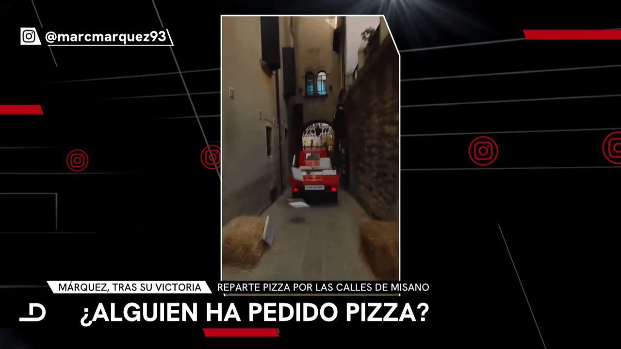  Marc Márquez repartiendo pizzas en las calles de Misano (Cuatro)
