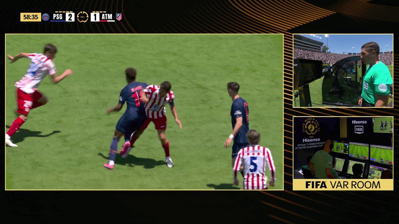  La falta de Koke por la que han anulado el gol de Julián Álvarez (Telecinco)