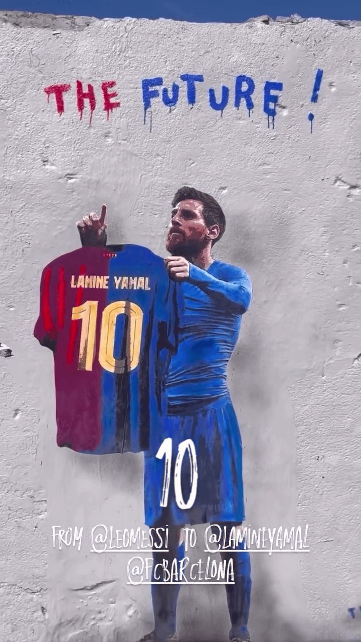  El mural de Messi con el nuevo dorsal de Lamine Yamal