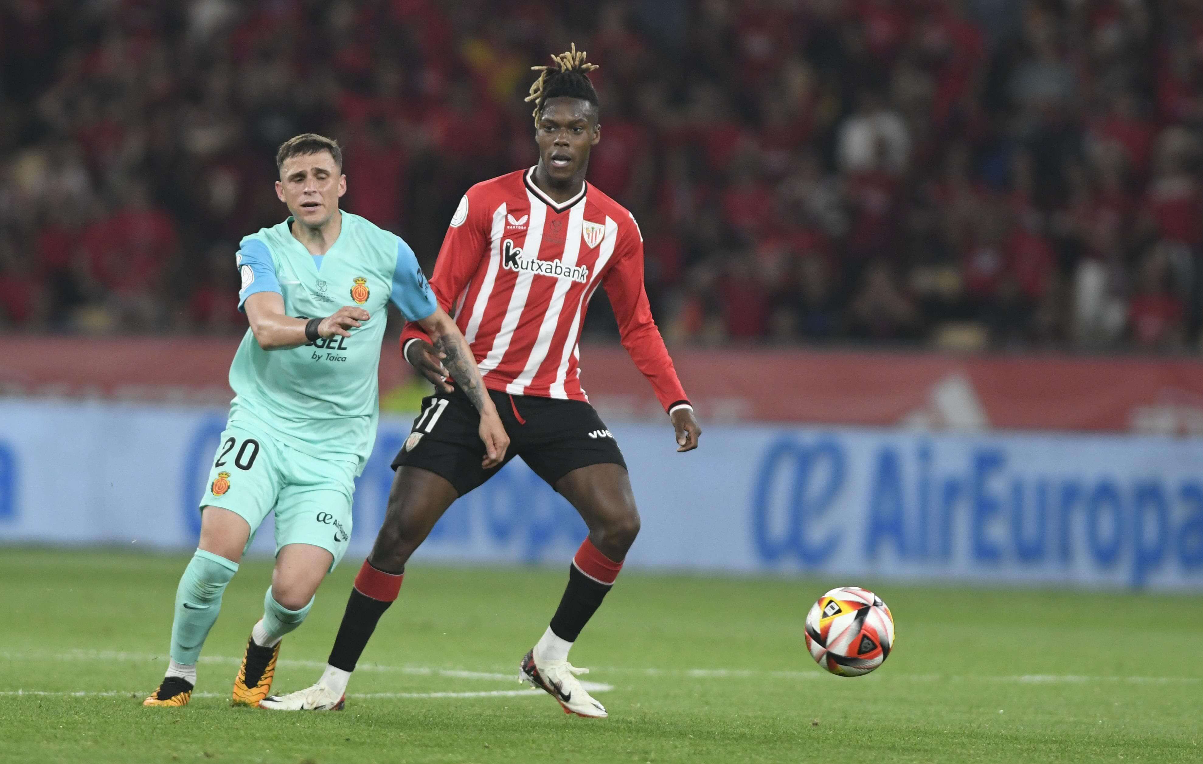  Nico Williams, en la final de Copa del Rey que el Athletic Club le ganó al Real Mallorca en Sevilla.