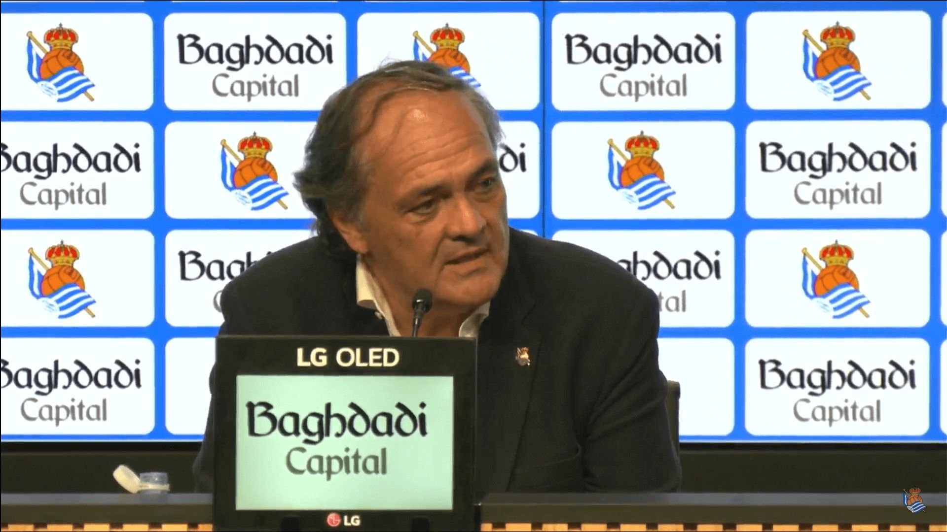 Jokin Aperribay, en rueda de prensa de la Real Sociedad.