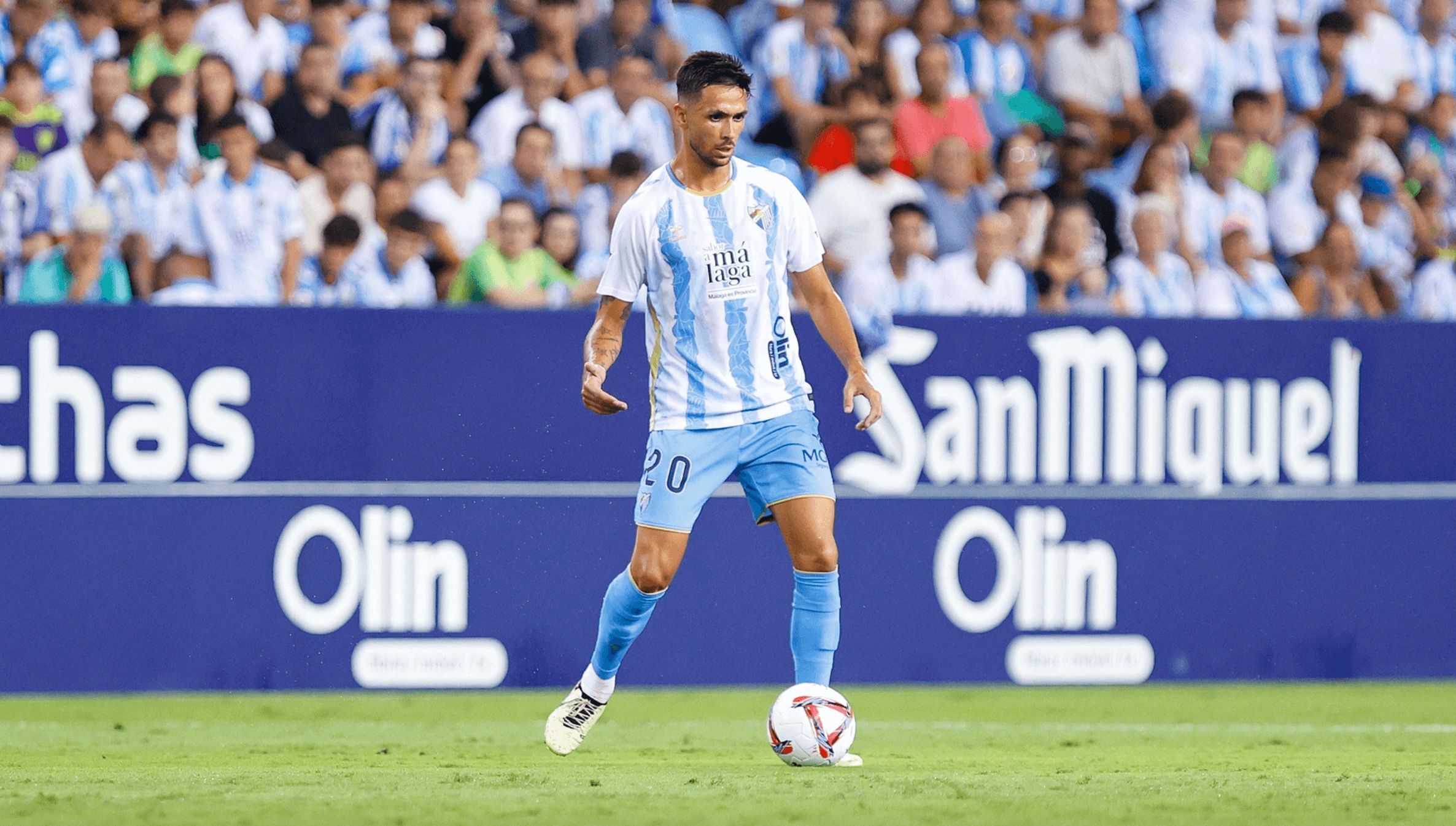  Nelson Monte, en un partido en La Rosaleda en la 24/25.
