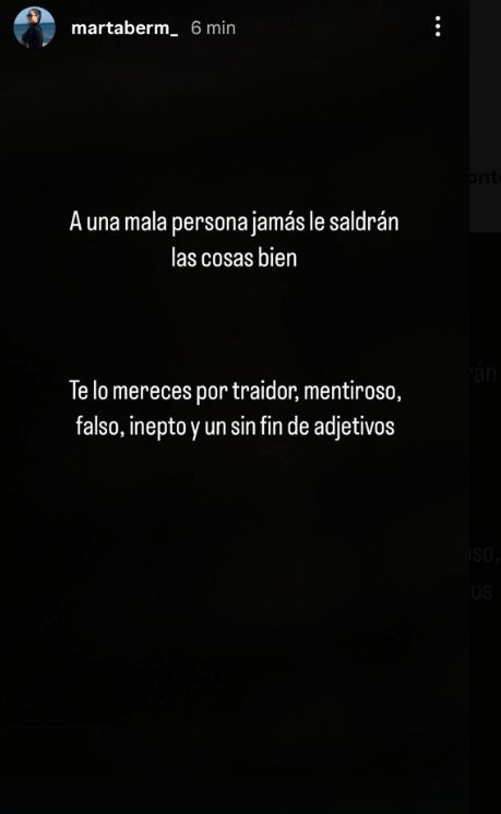  Storie de Marta Bermúdez, mujer de Javi Montero, en Instagram.