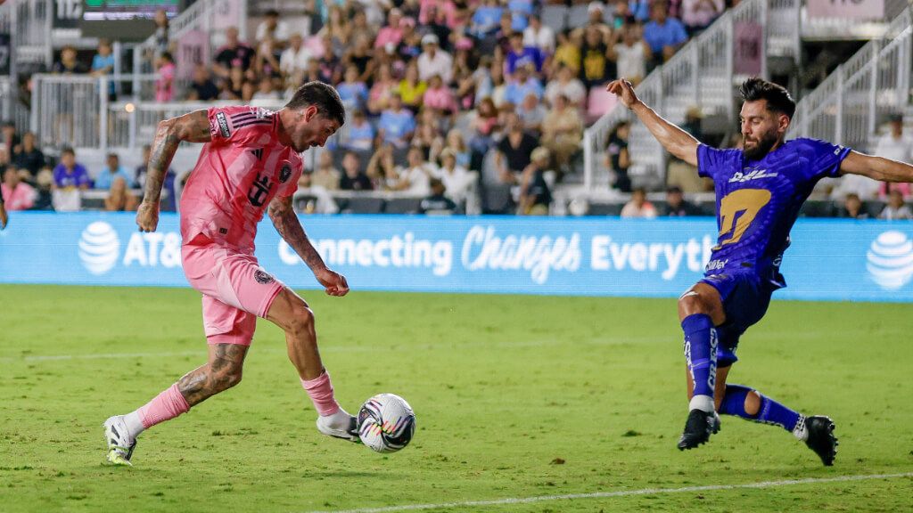  Rodrigo de Paul marcando su primer gol con el Inter de Miami (Fuente: Cordon Press)