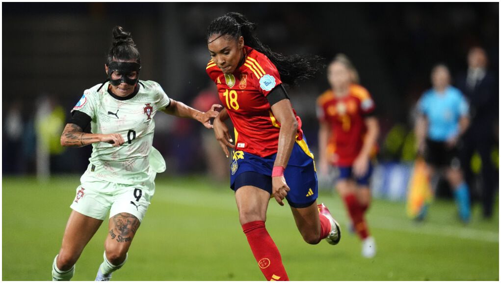 Salma Paralluelo, en el España- Portugal. (Europa Press)